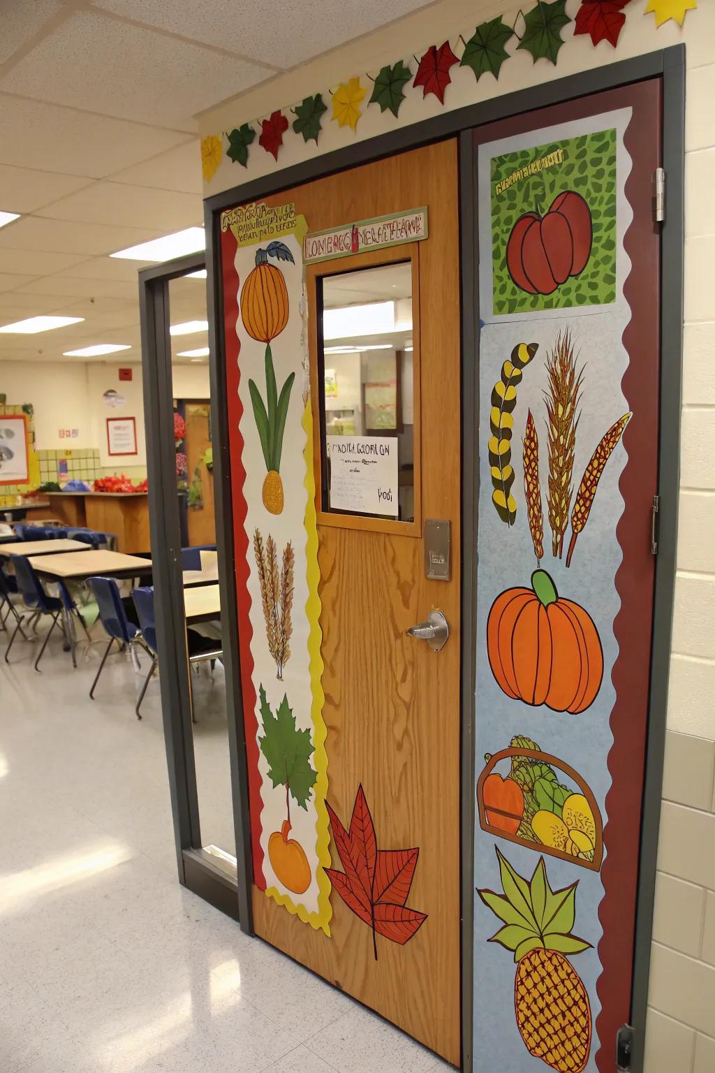 A bountiful harvest door presentation commemorating the season's abundance.