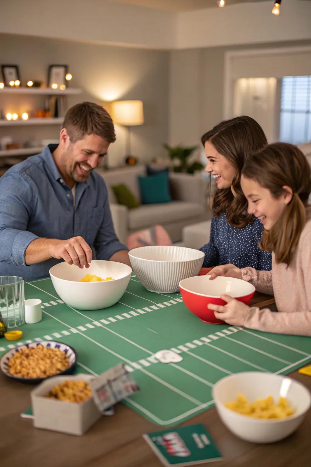 Paper Football Toss: a game that spans generations.