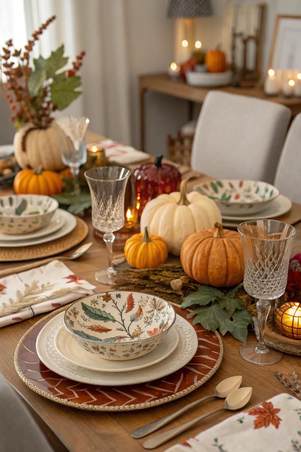 Mixing dinnerware styles introduces character to your table.