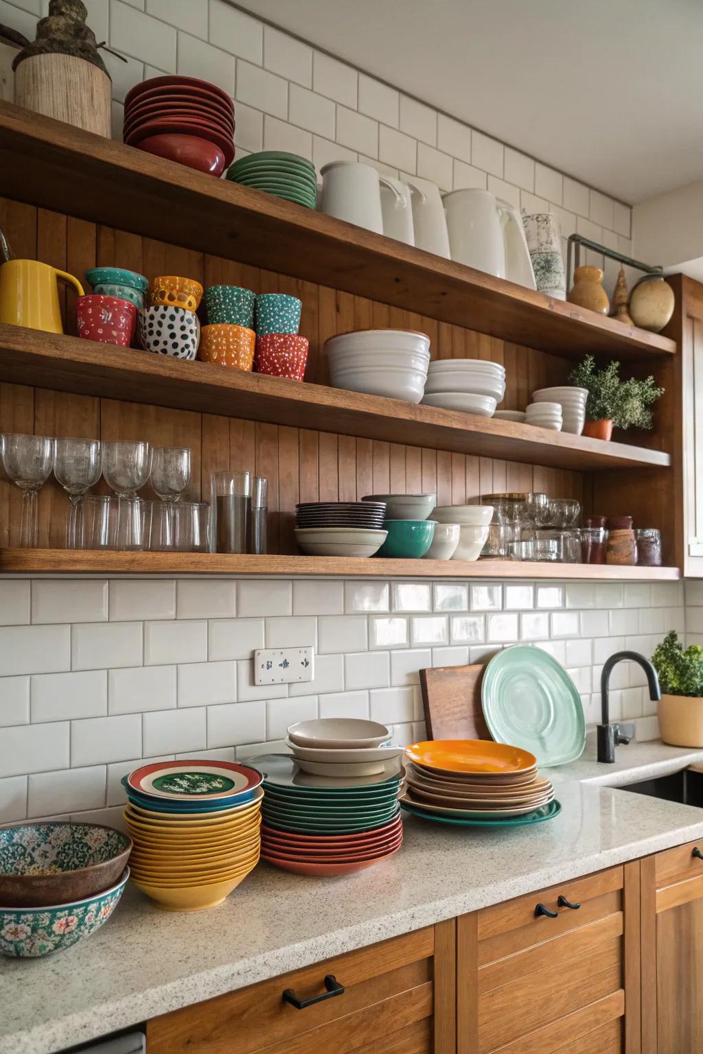 Open shelving balances practicality and style.