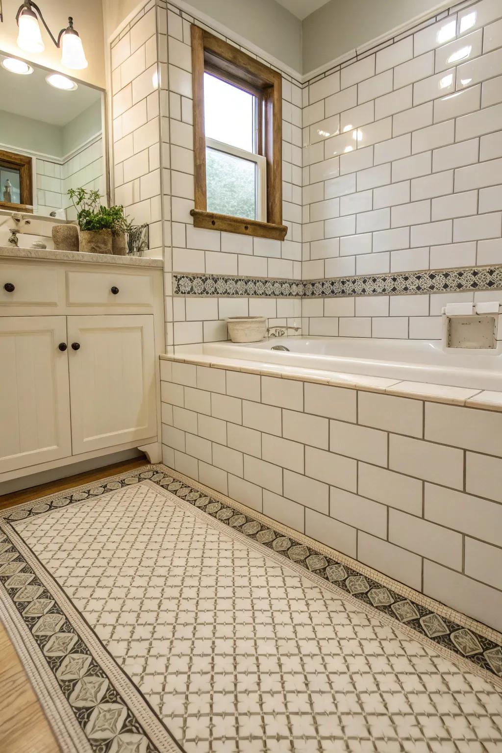 Sealed borders ensure a waterproof and smooth finish in damp spaces.
