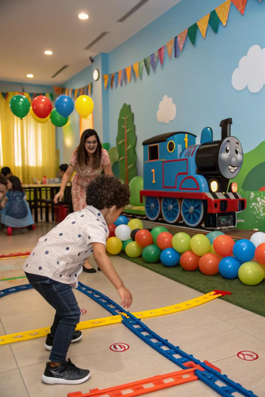 Locomotive-themed activities keep the little ones busy.
