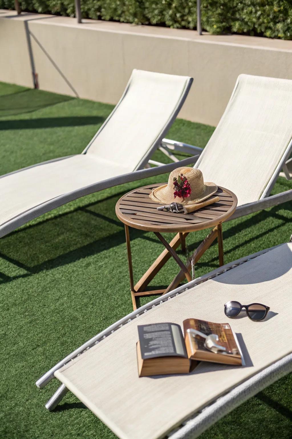 A sun-drenched turf area perfect for sunbathing.