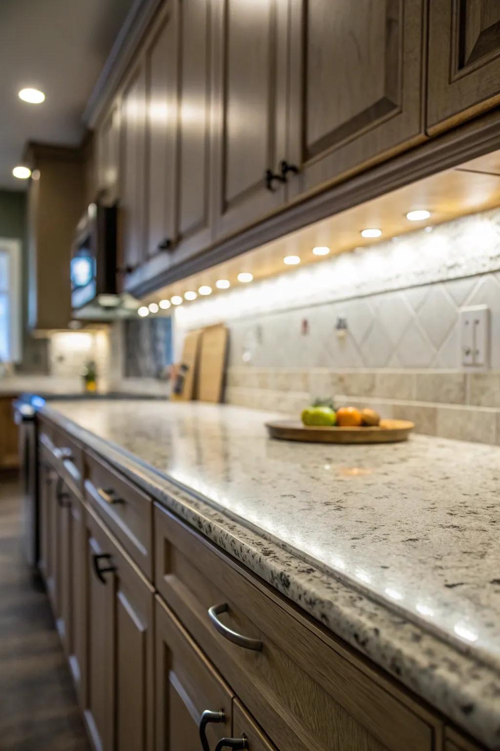 Directional lights enable tailored focus on particular kitchen areas.