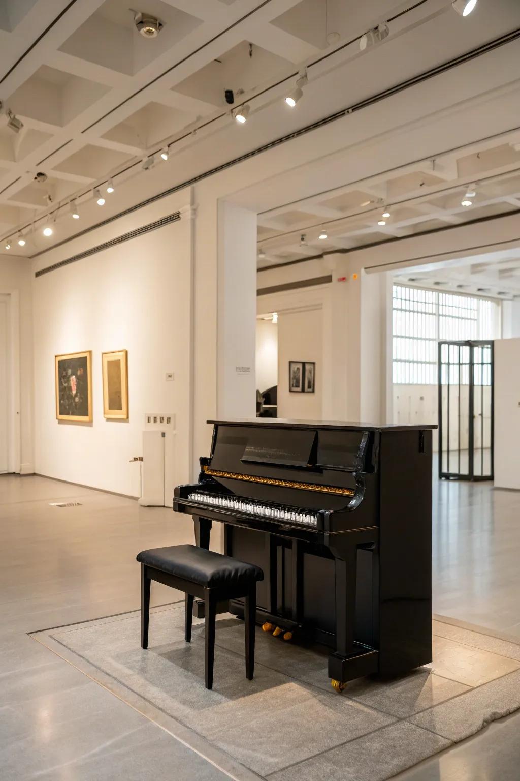 Let your piano's beauty shine in a simple setting.