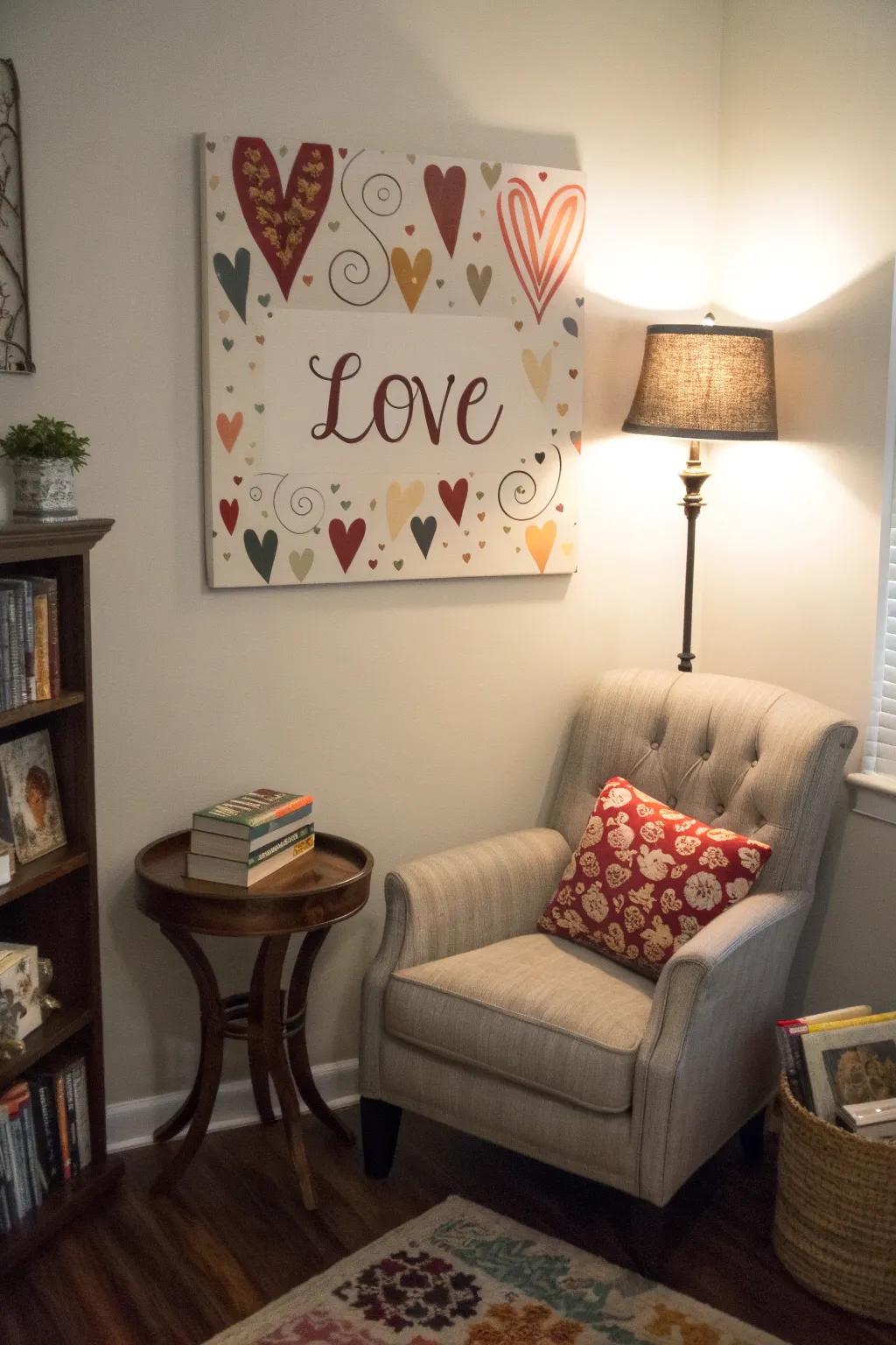 Affectionate messages contribute a personalized element to Valentine paintings.