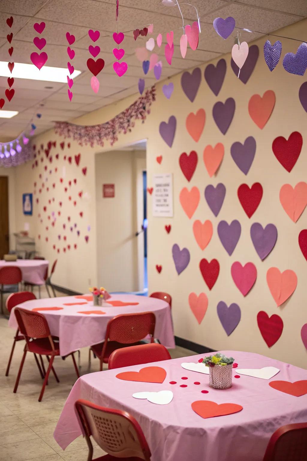 Paper hearts add a whimsical accent to your Valentine's decorations.