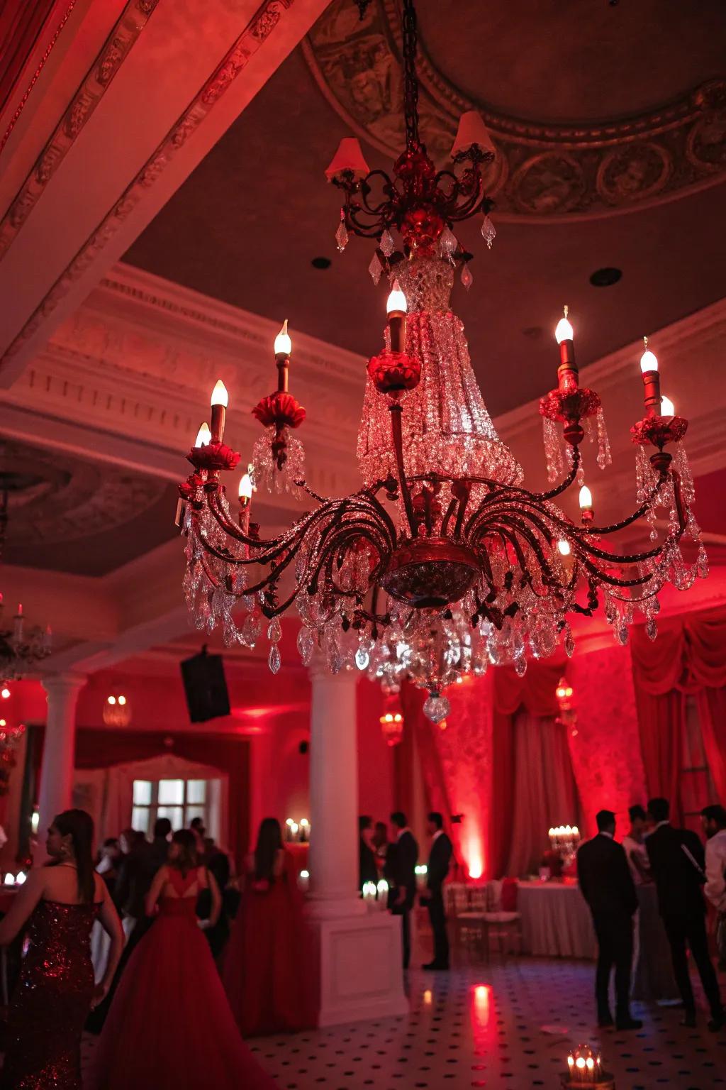 A chandelier infuses drama and sophistication into your vampire aesthetic.
