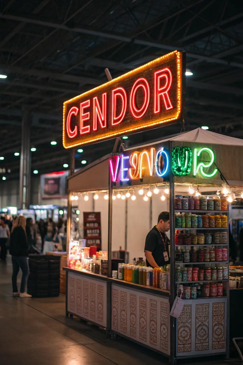 Neon signs give a bright and unforgettable display.