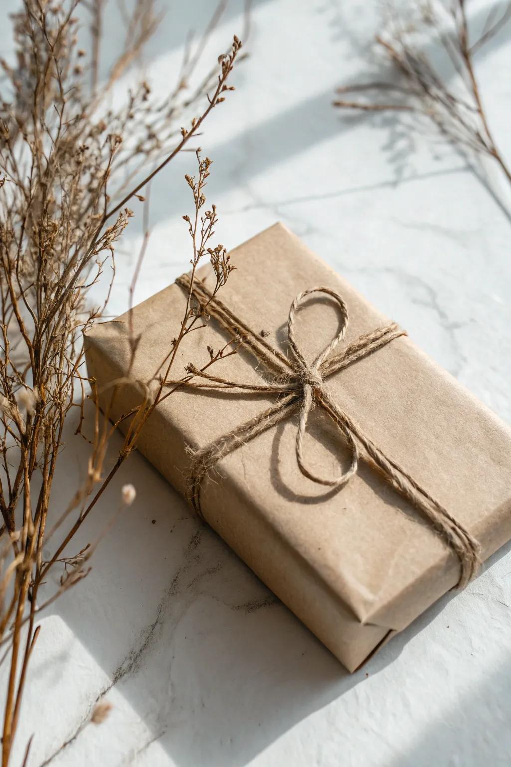Raise your present covering with homey string for a touch of classic beauty.