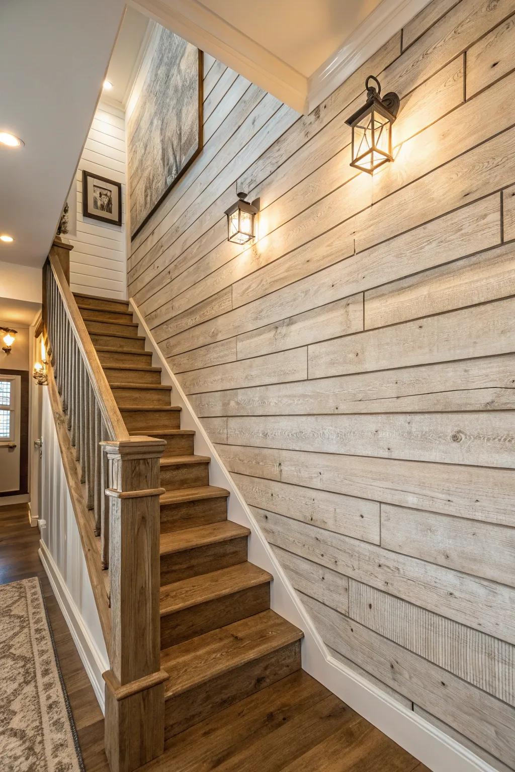 Textured panels enrich your stairway, adding depth and a sense of classic elegance.