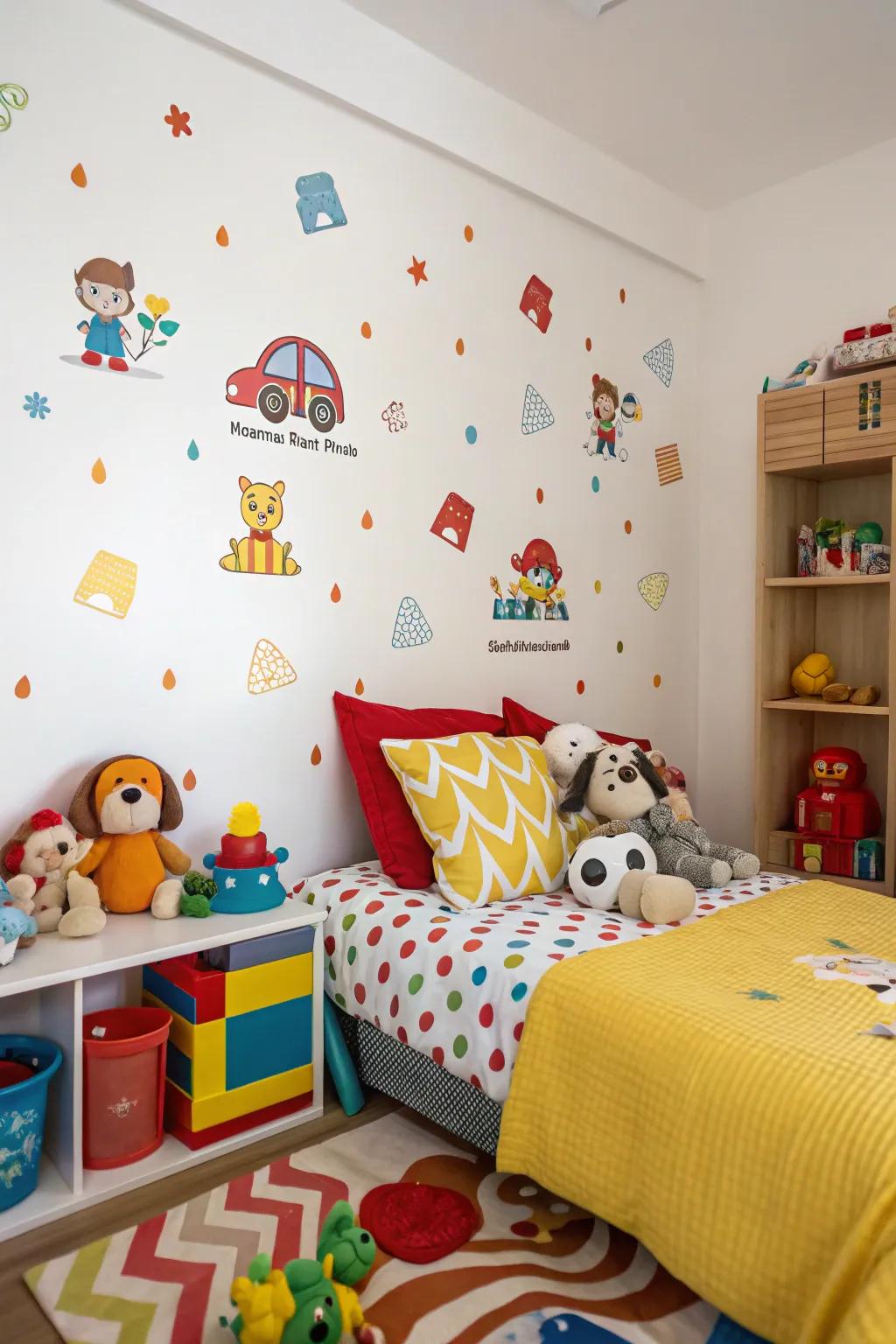 Cheerful appliqués foster a lively and imaginative space for children.