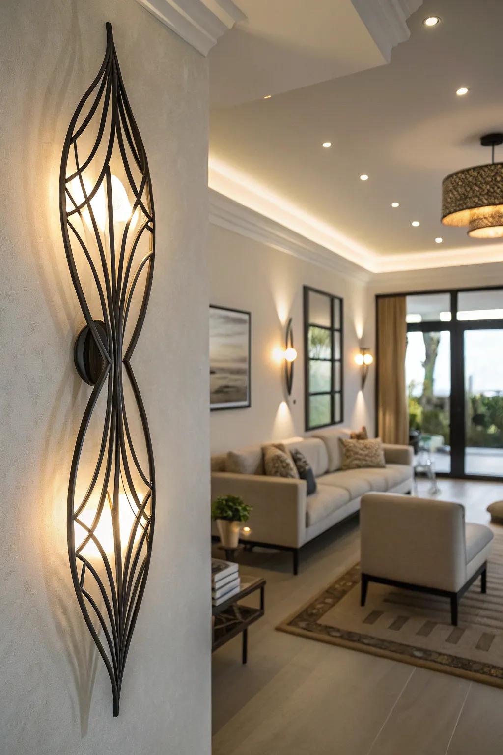 Create a statement with creative wall light designs.