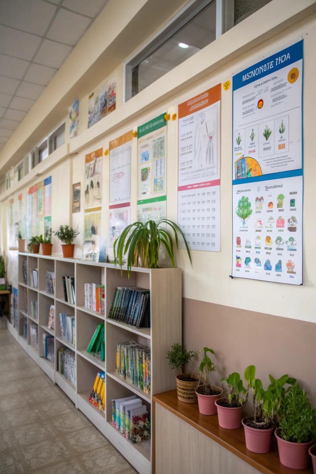 Arranged components featured on a school wall