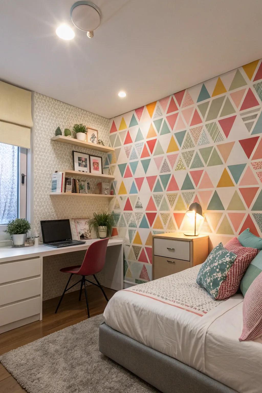 Geometric patterns append a modern and ingenious flair.