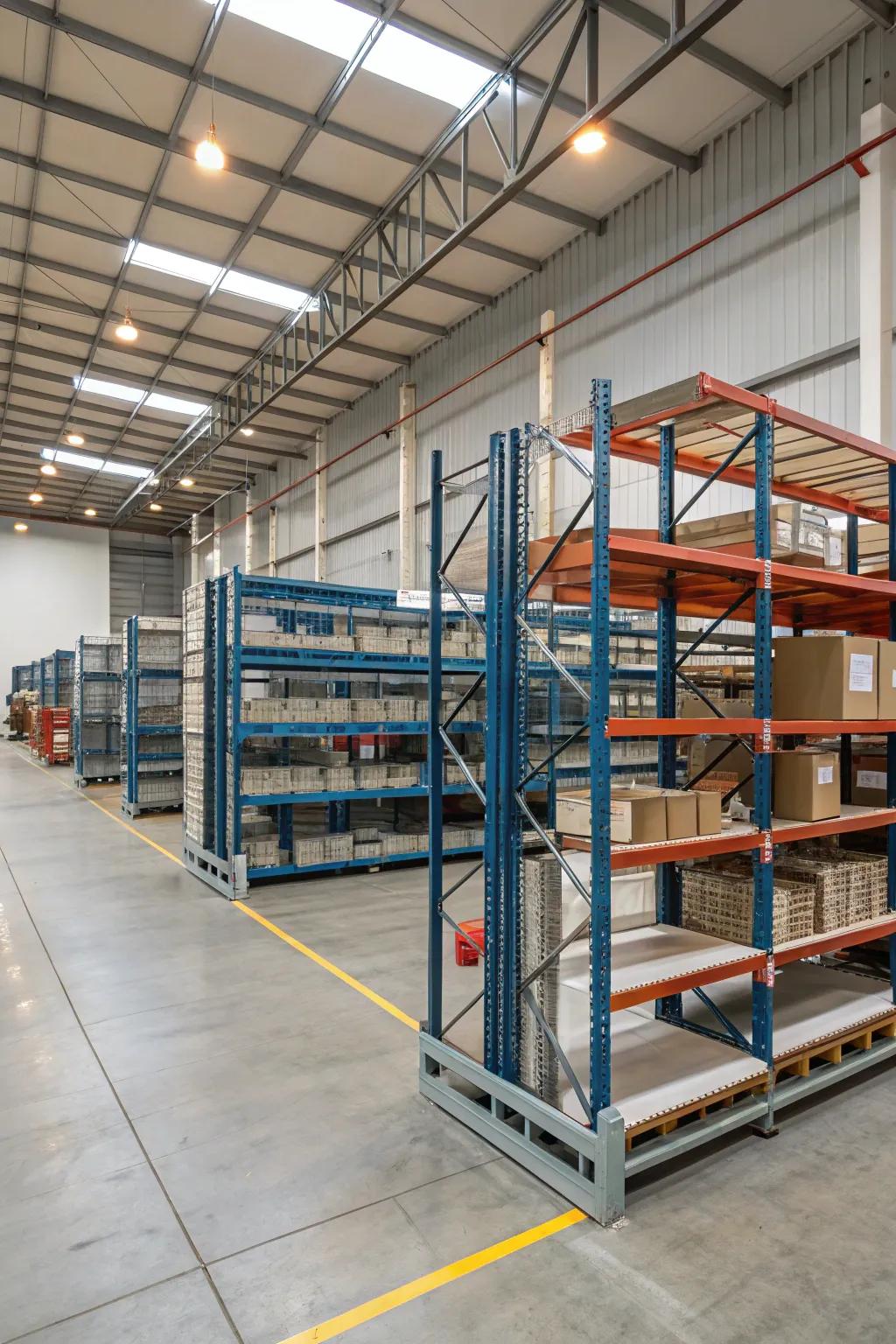 Adjustable racking units adapt to diverse storage requirements.