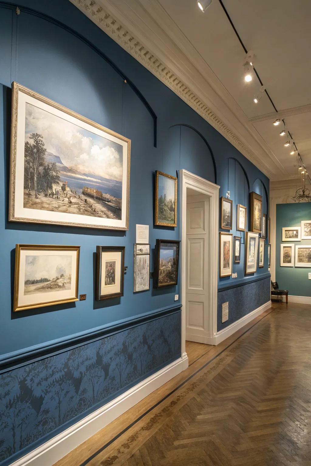 Elevate your art with a cerulean backdrop for your gallery wall.