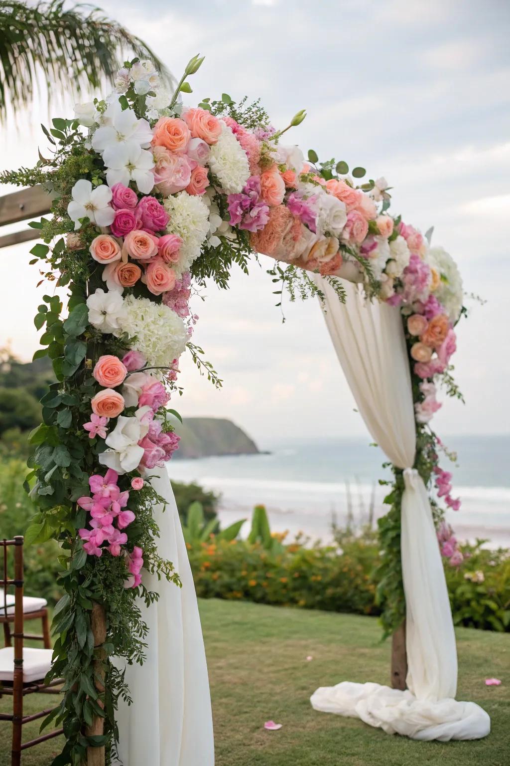 Diverse floral portal with peonies and orchids
