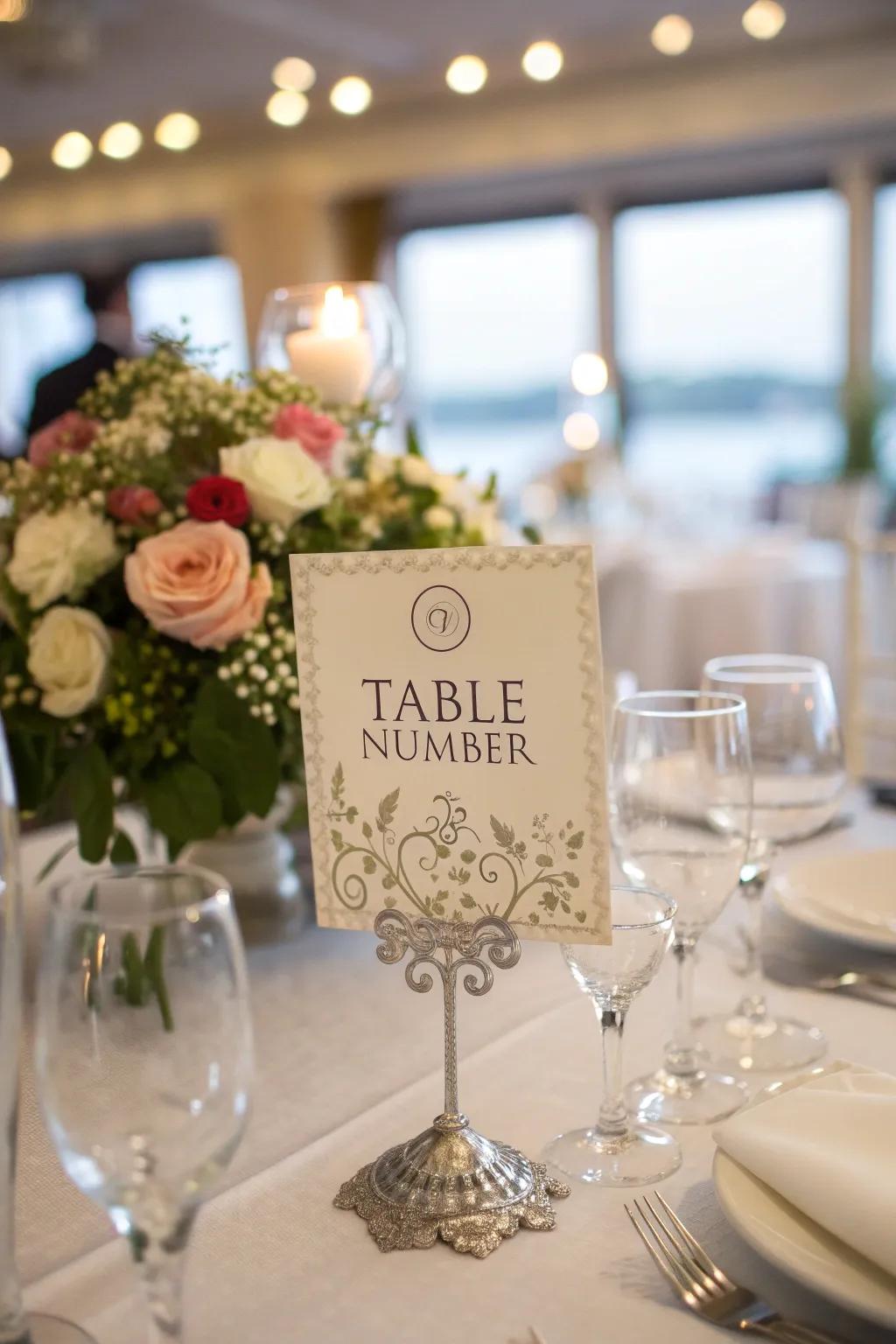 Written numbers contribute a whimsical element to your wedding setup.