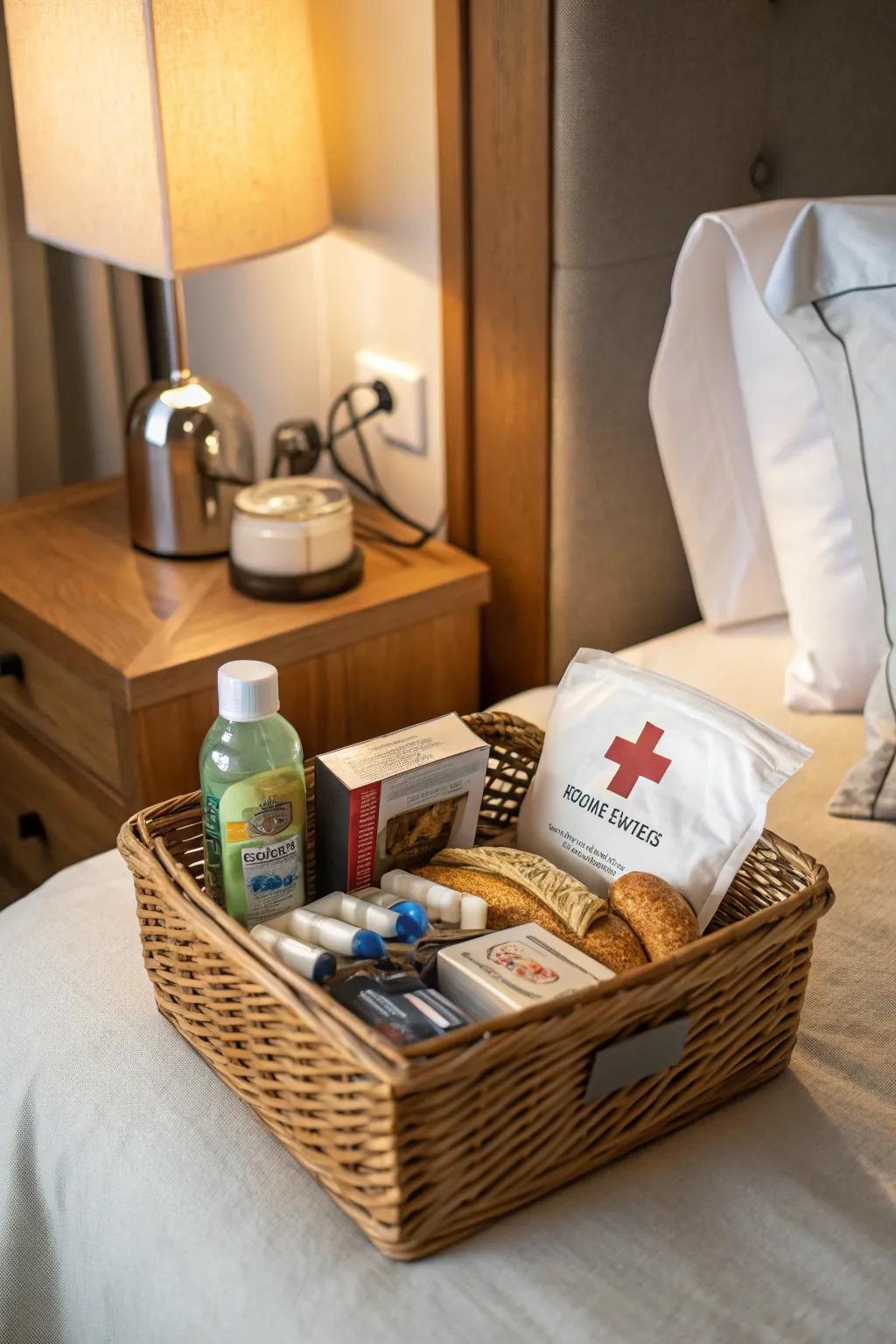 A miniature wellness kit ensures visitors are set for minor mishaps.