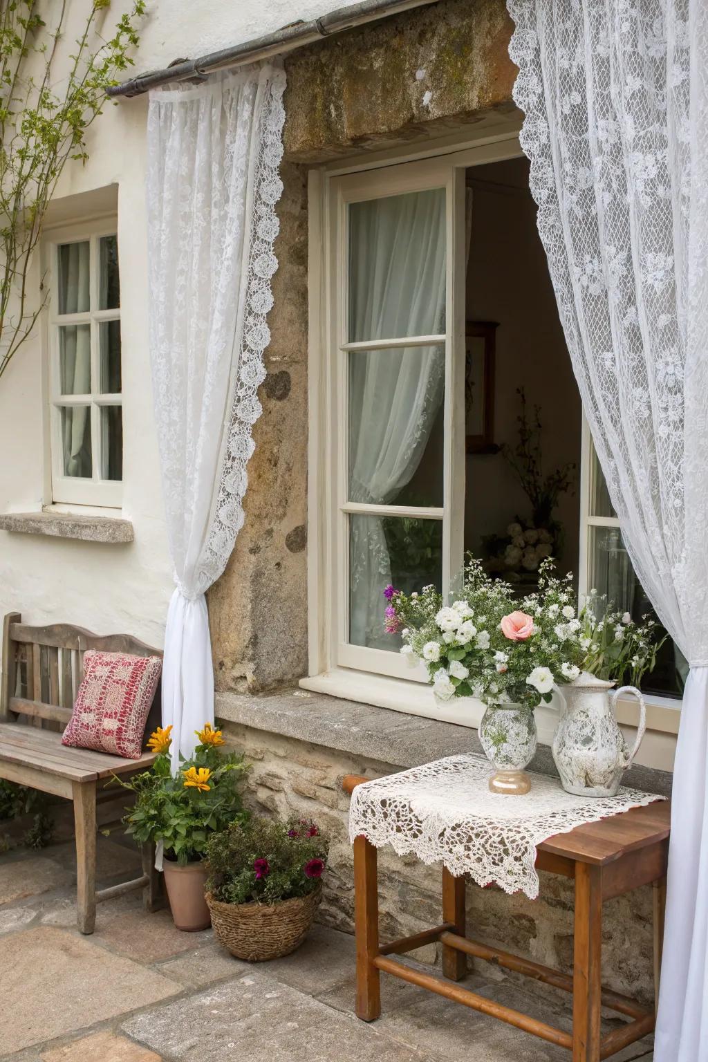 Cottagecore aspects add time-worn charm to window frames.