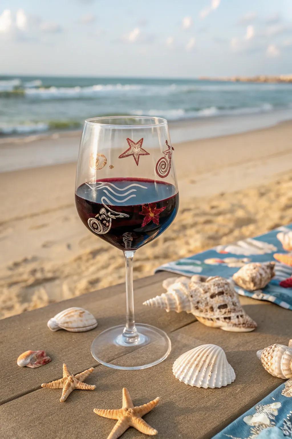 Ocean-themed accents bring a fresh seaside air to your glassware.
