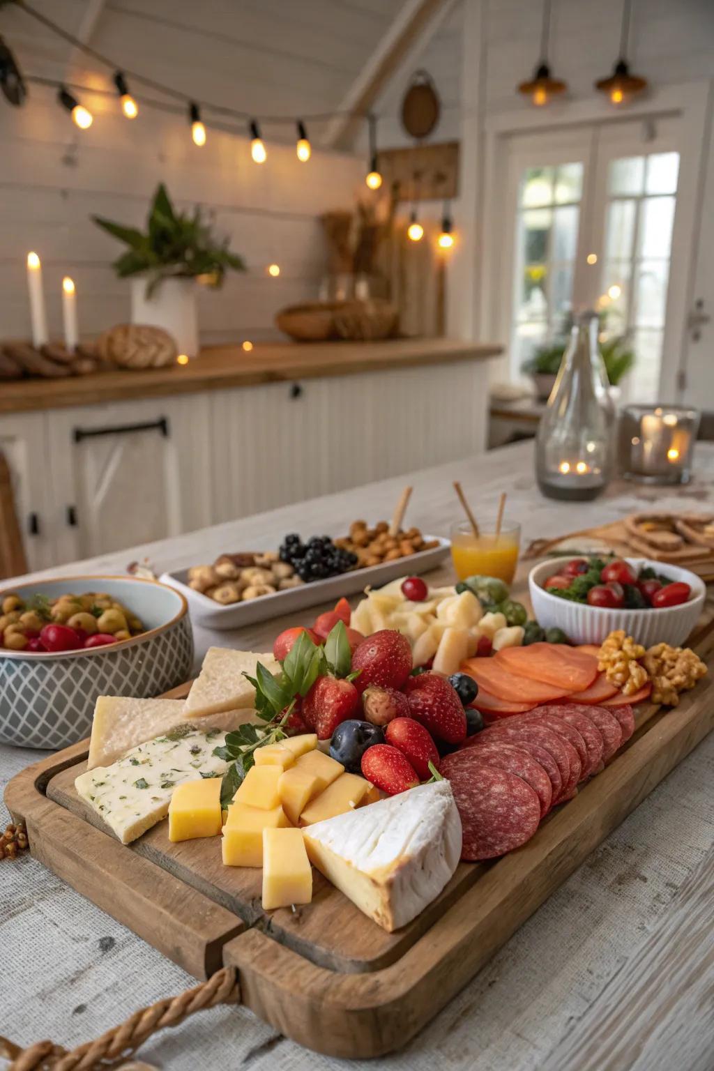 A wood board adds country charm to the presentation.
