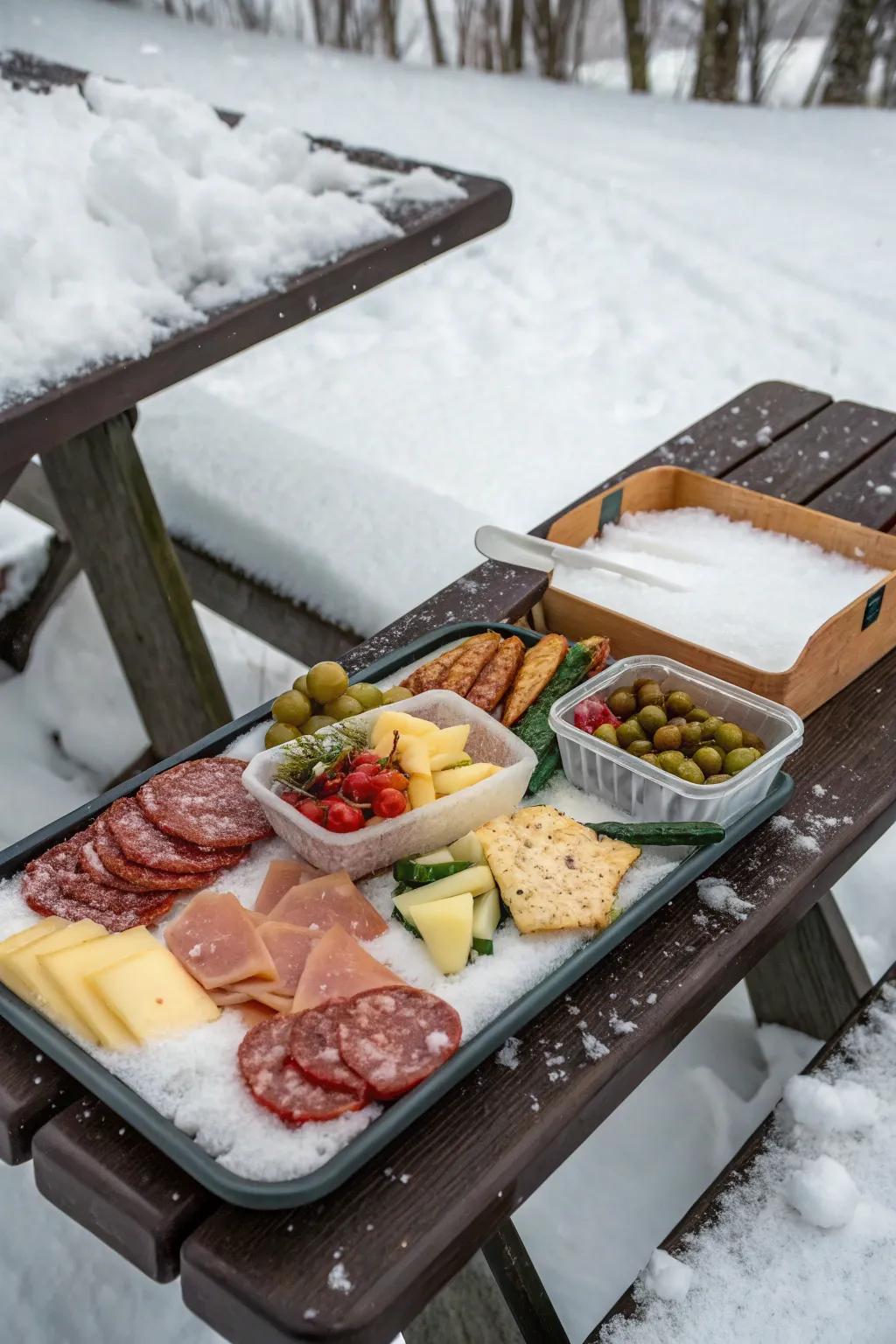 A charcuterie board is just the thing for a winter picnic.