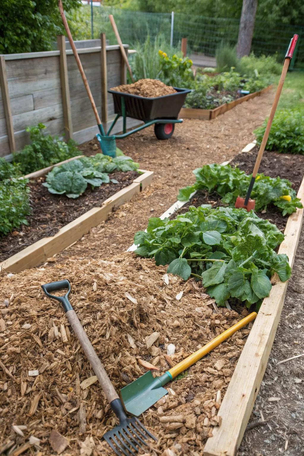 Wood chips optimize the performance of a composting area.