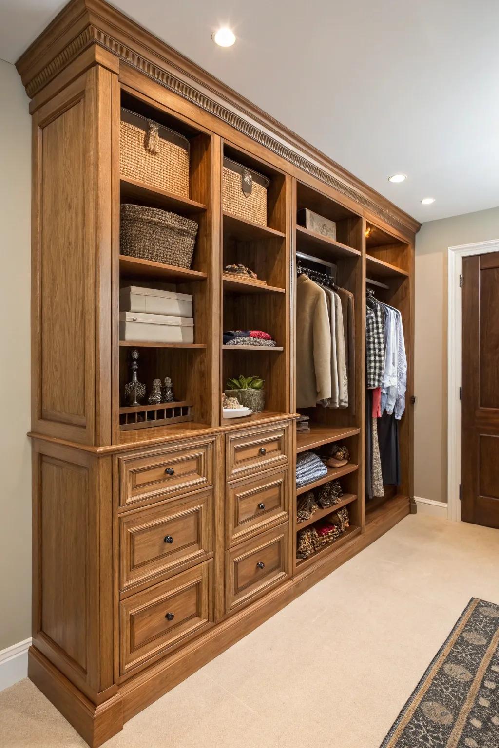 Custom-built closets deliver a personalized touch.