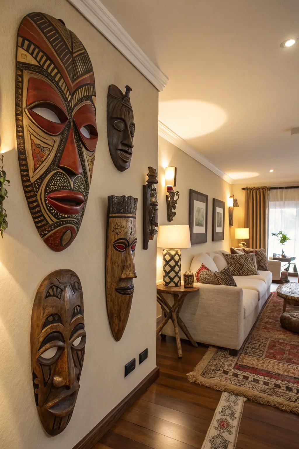 Fill your interior with the cultural richness of timber masks.