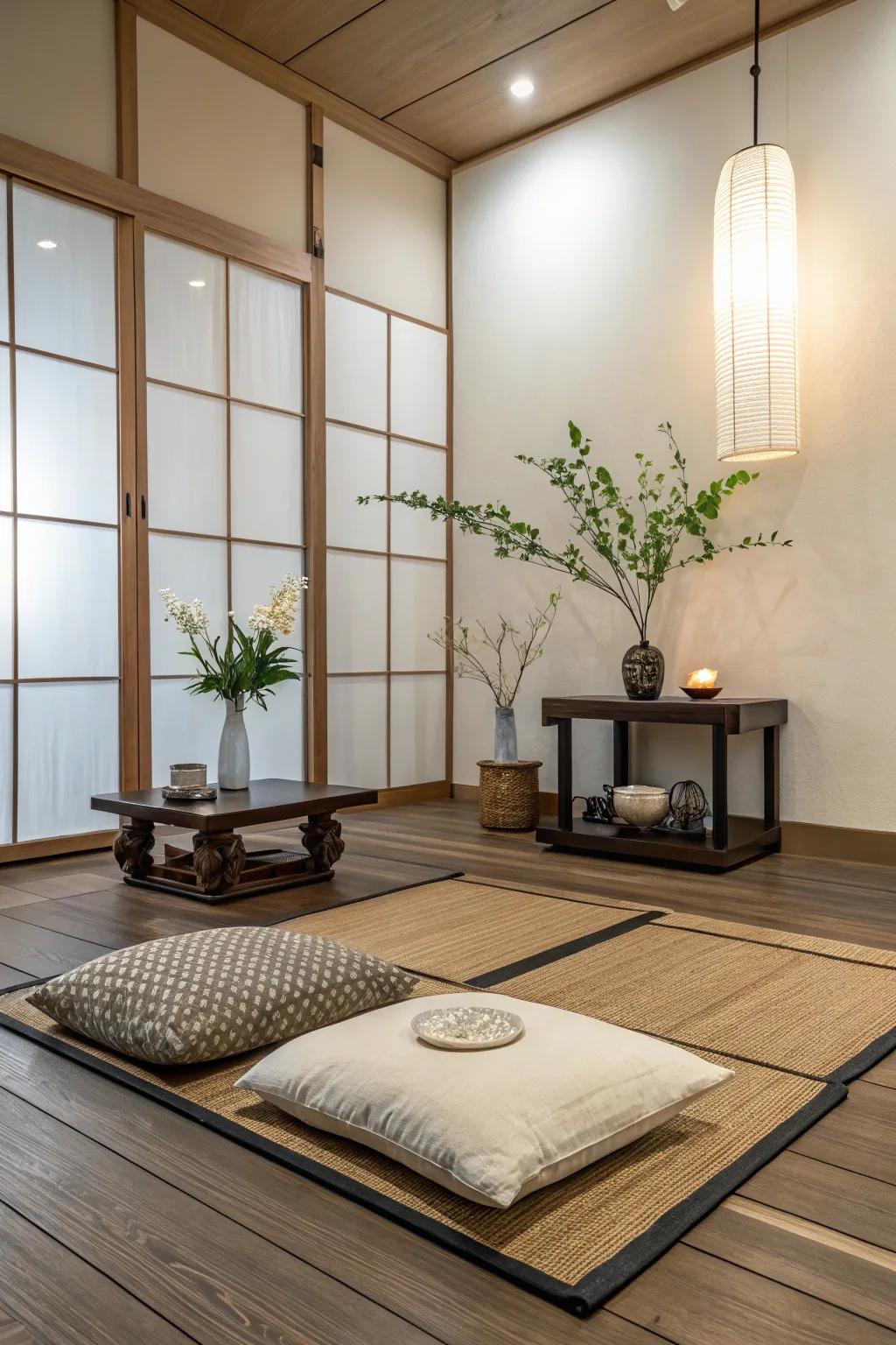 Considerate decorations sustain balance and harmony in the room.