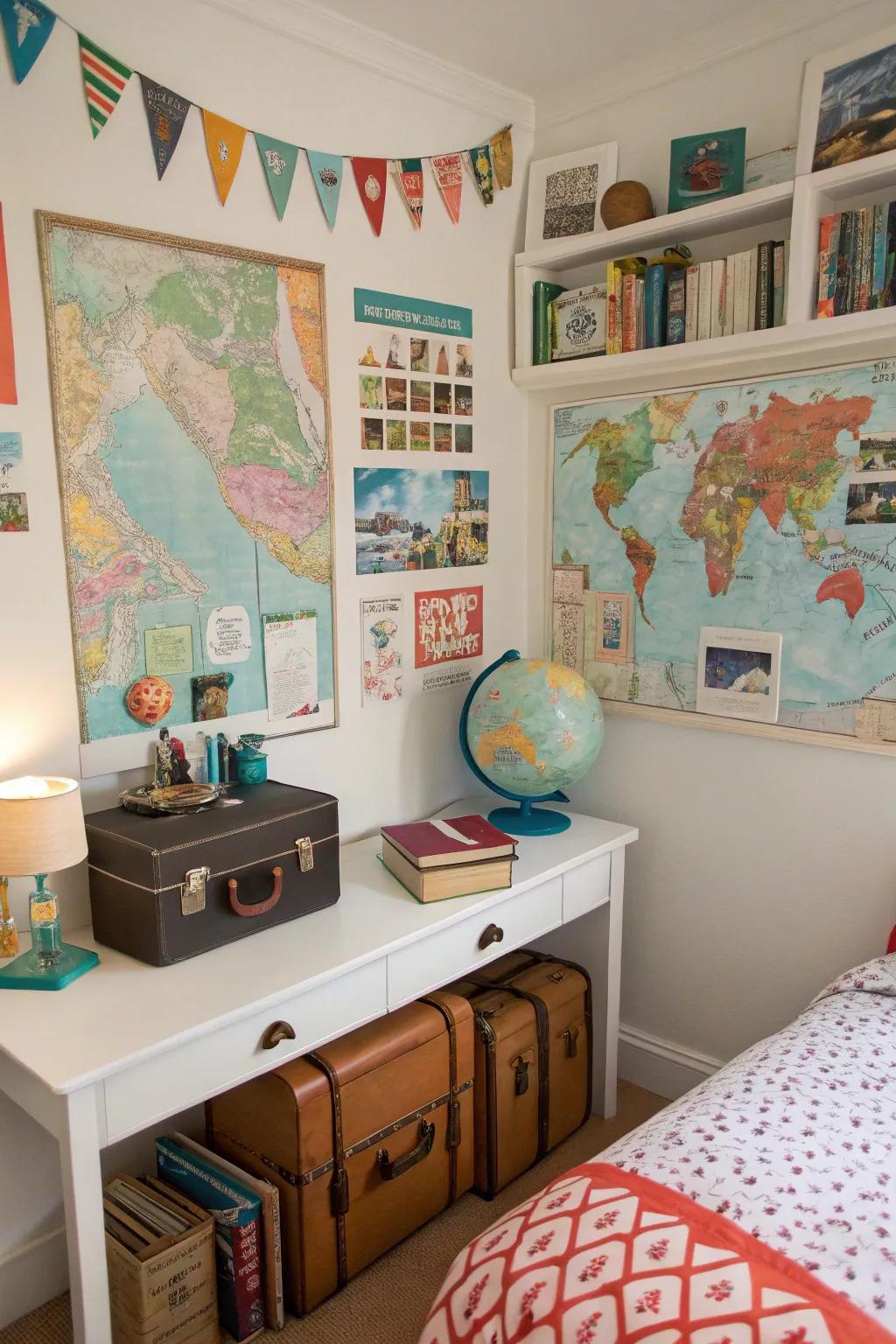 A personalized space with decor that's inspired by travel.