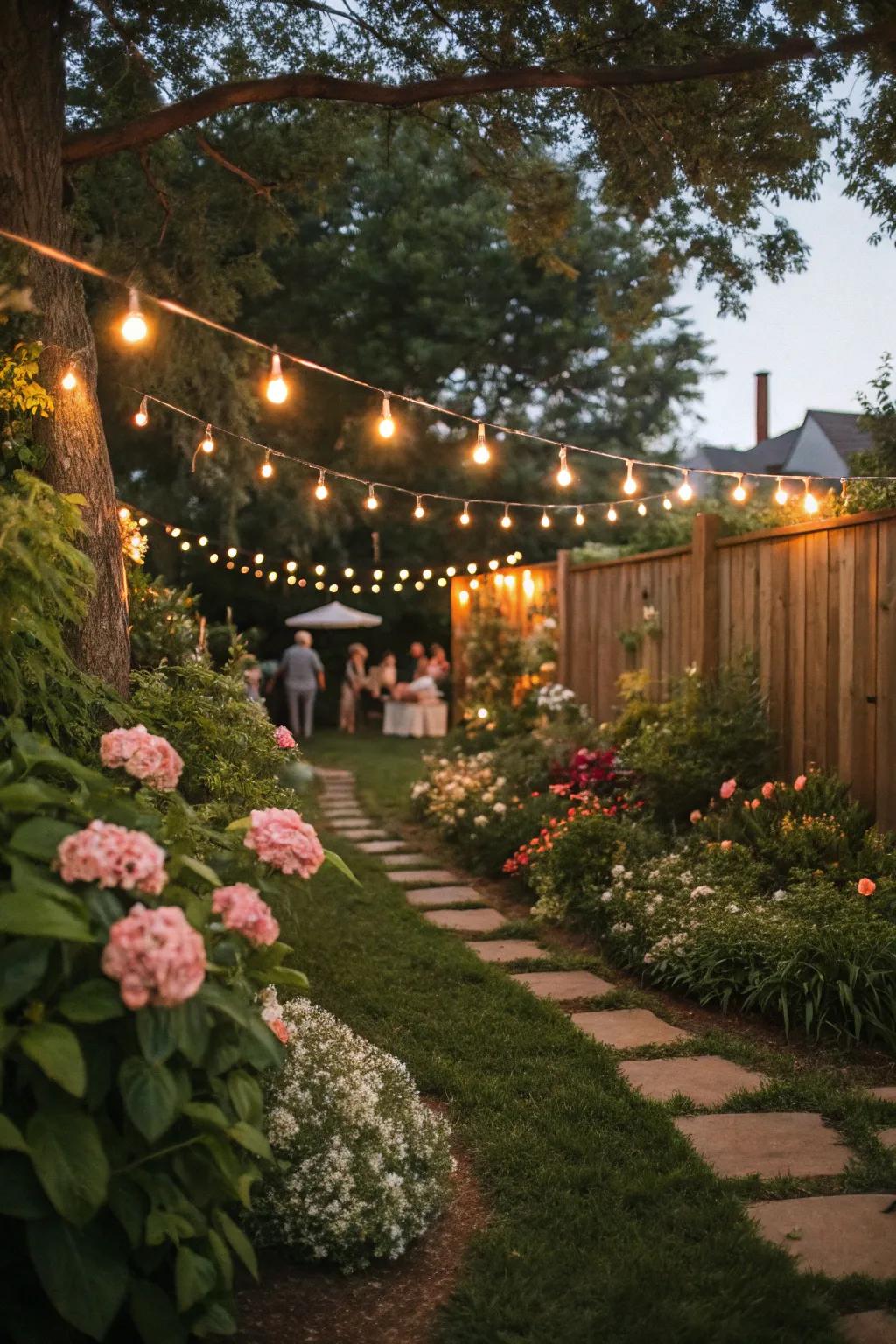 Conjure a dreamy mood using outdoor sparkle lights.