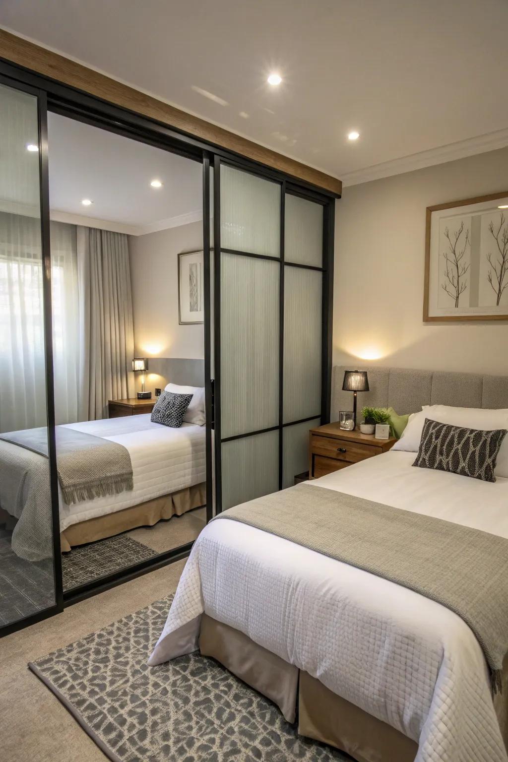 Moving doors offer privacy and elegance.