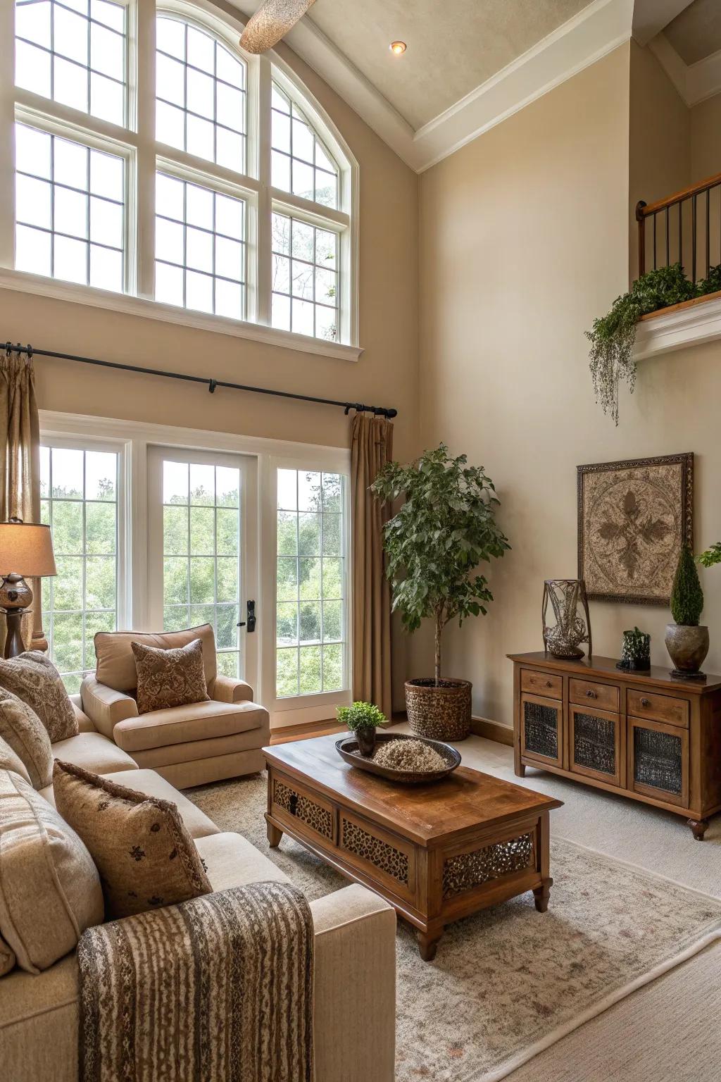 Light and natural colors establish a soothing foundation.