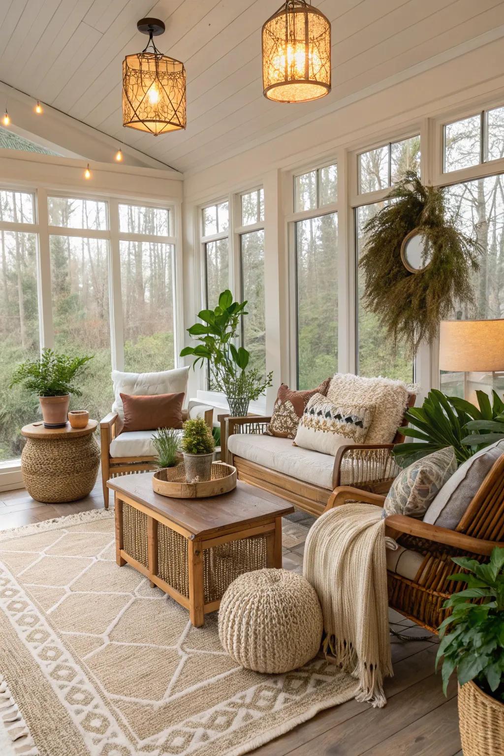 Earthy shades that complement the surroundings.