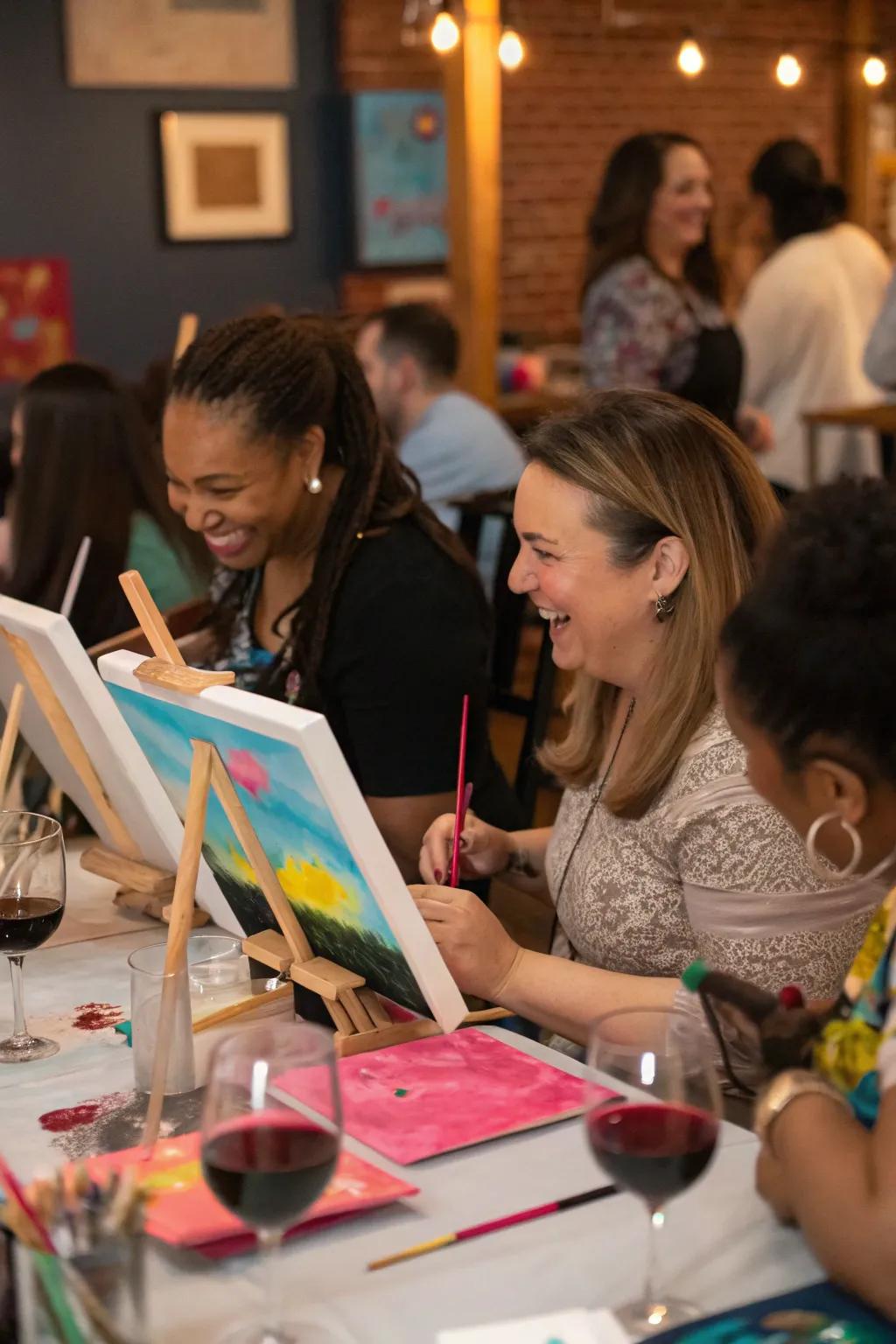 Release your ingenuity with a vibrant paint and sip festivity.