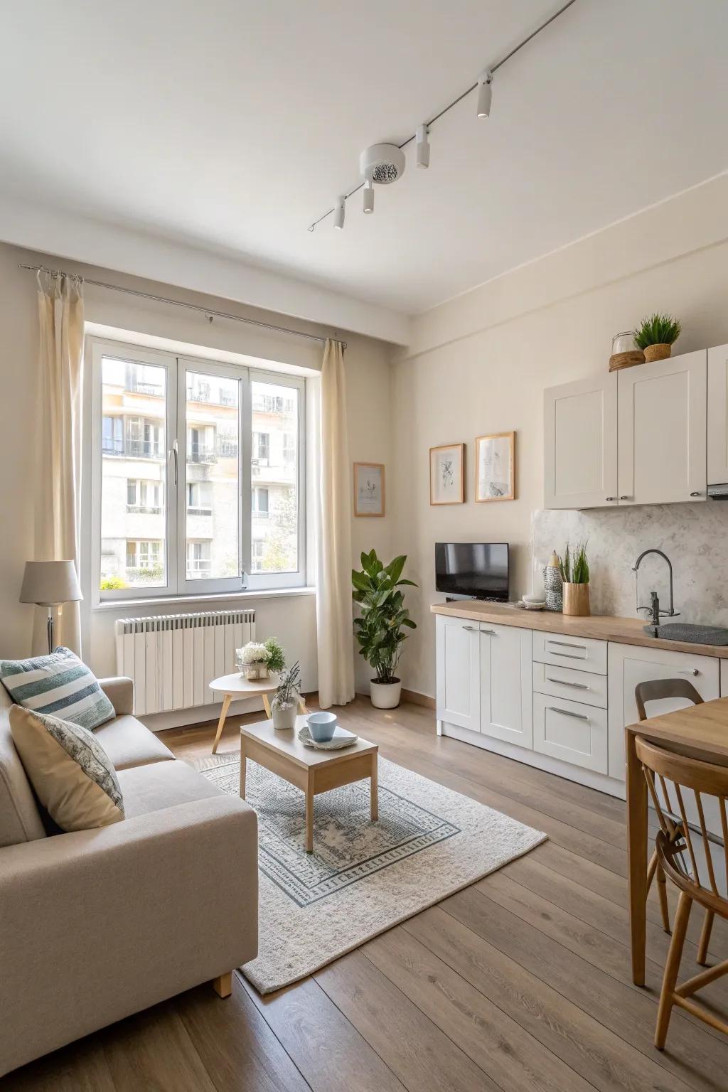 Light colors can brighten your studio and make it seem more open.