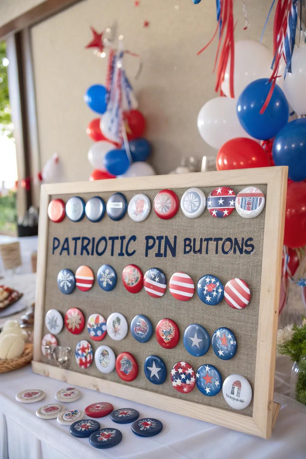 Patriotic button pins for a fun accessory
