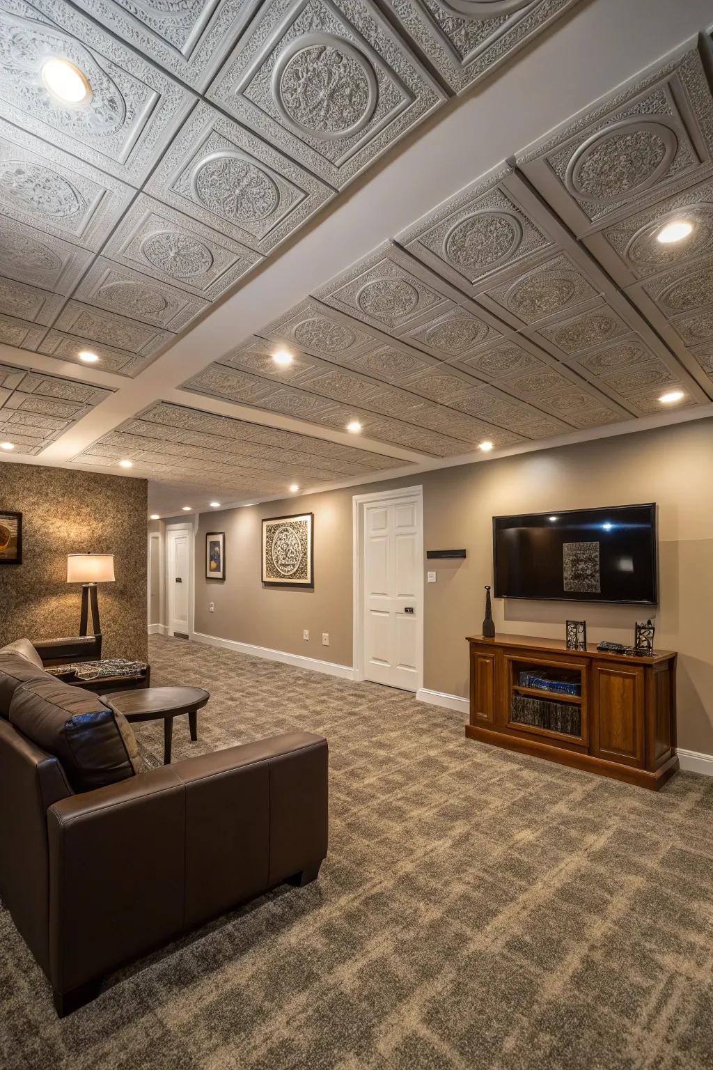 Textured tiles can add character to your ceiling.