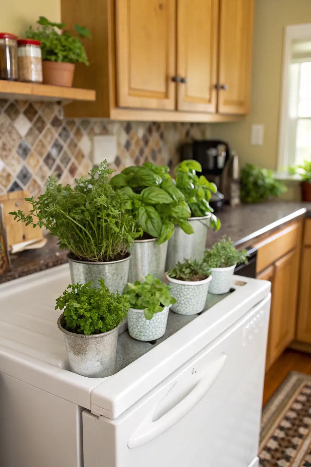 A mini herb garden gives you fresh ingredients and looks great.