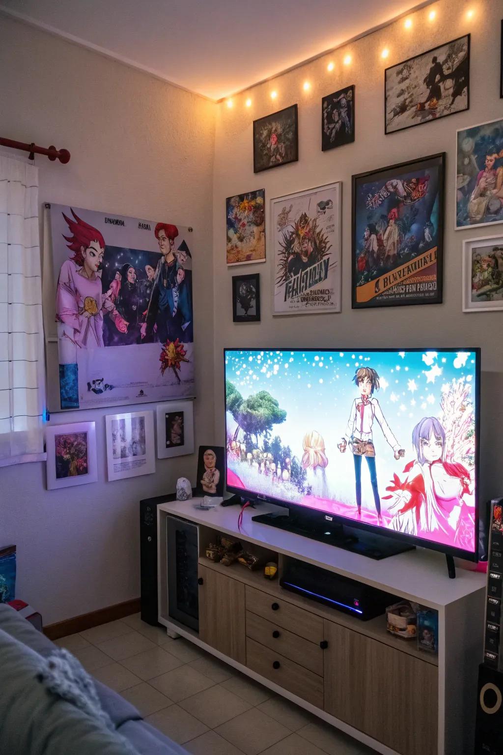 A dedicated viewing area enhances the anime experience.