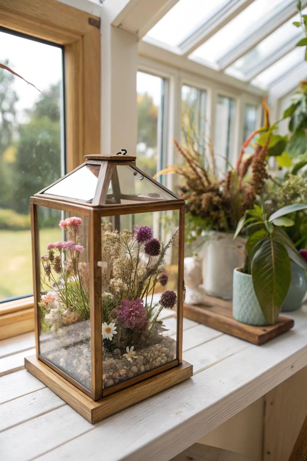 Protect flowers from your special moments by building a floral display.