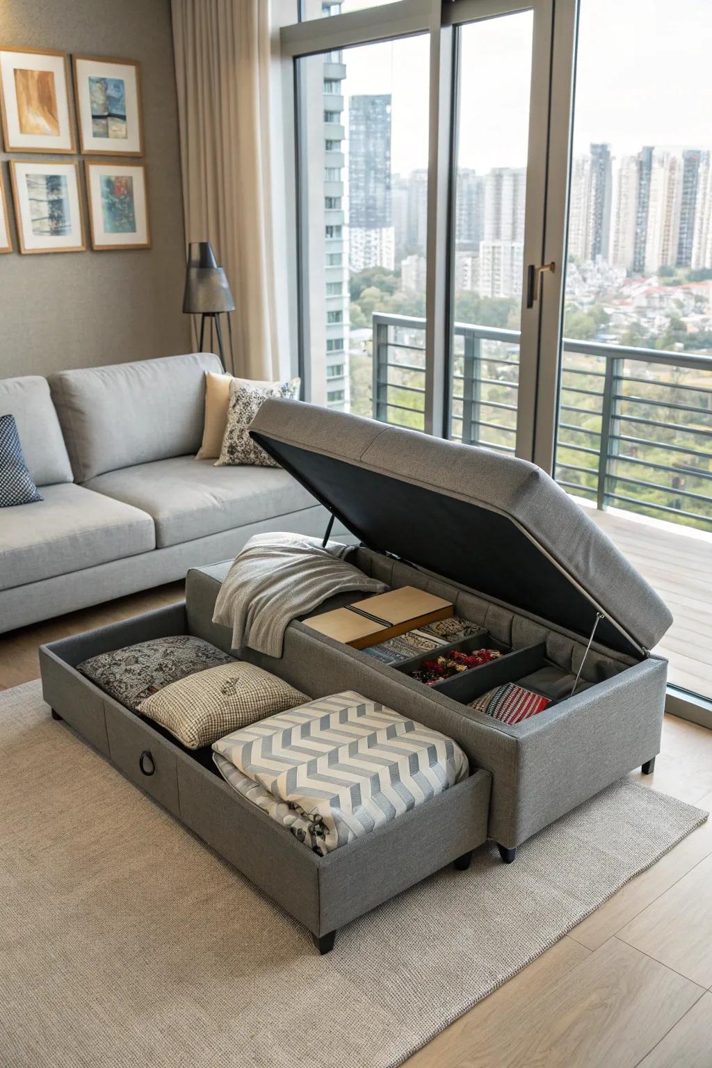 Functional furniture provides maximum utility in compact areas.
