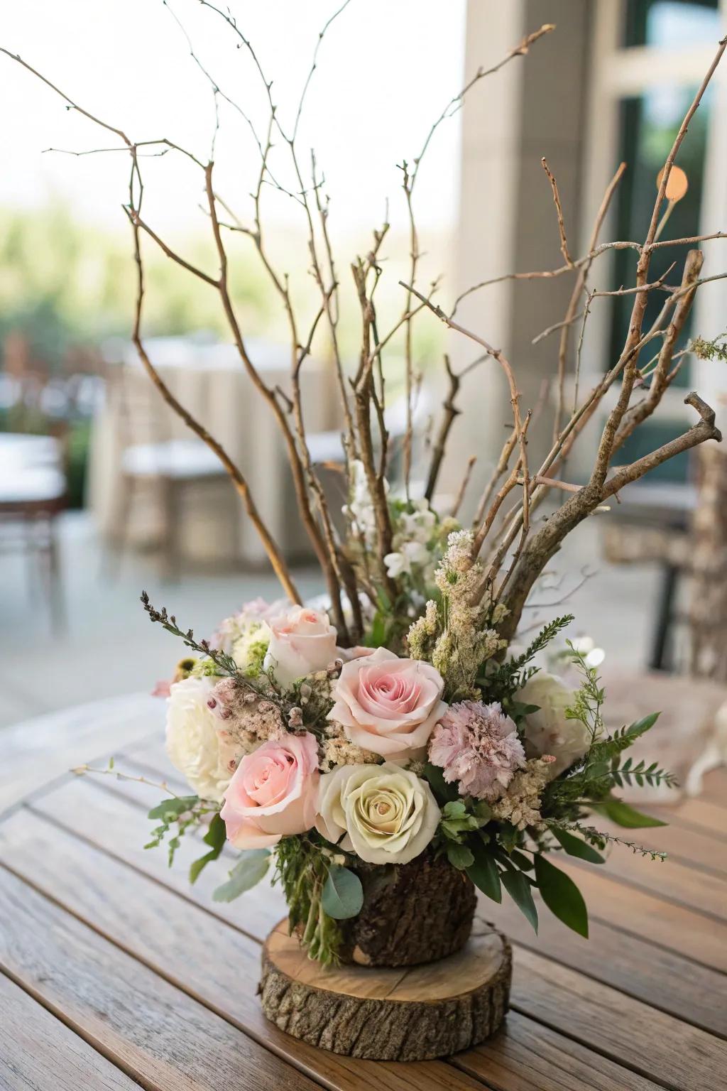 A nature-inspired centerpiece featuring a nest-like design