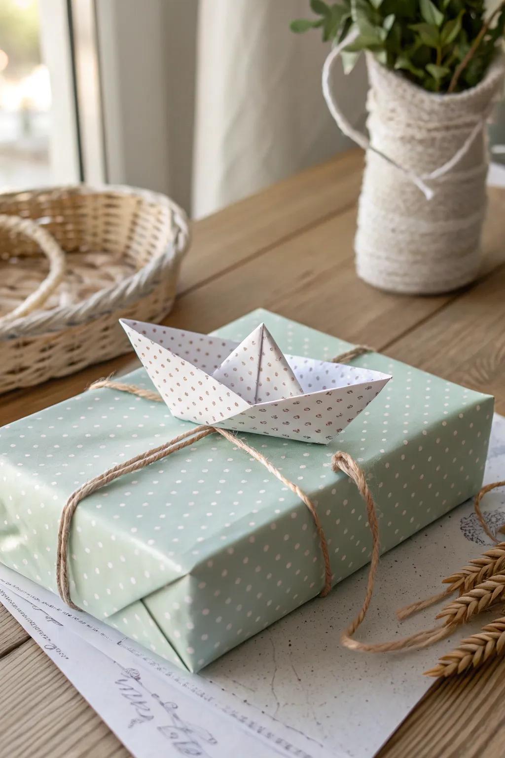Enhance your gift wrapping with charming paper art accents for a hint of minimalist beauty.