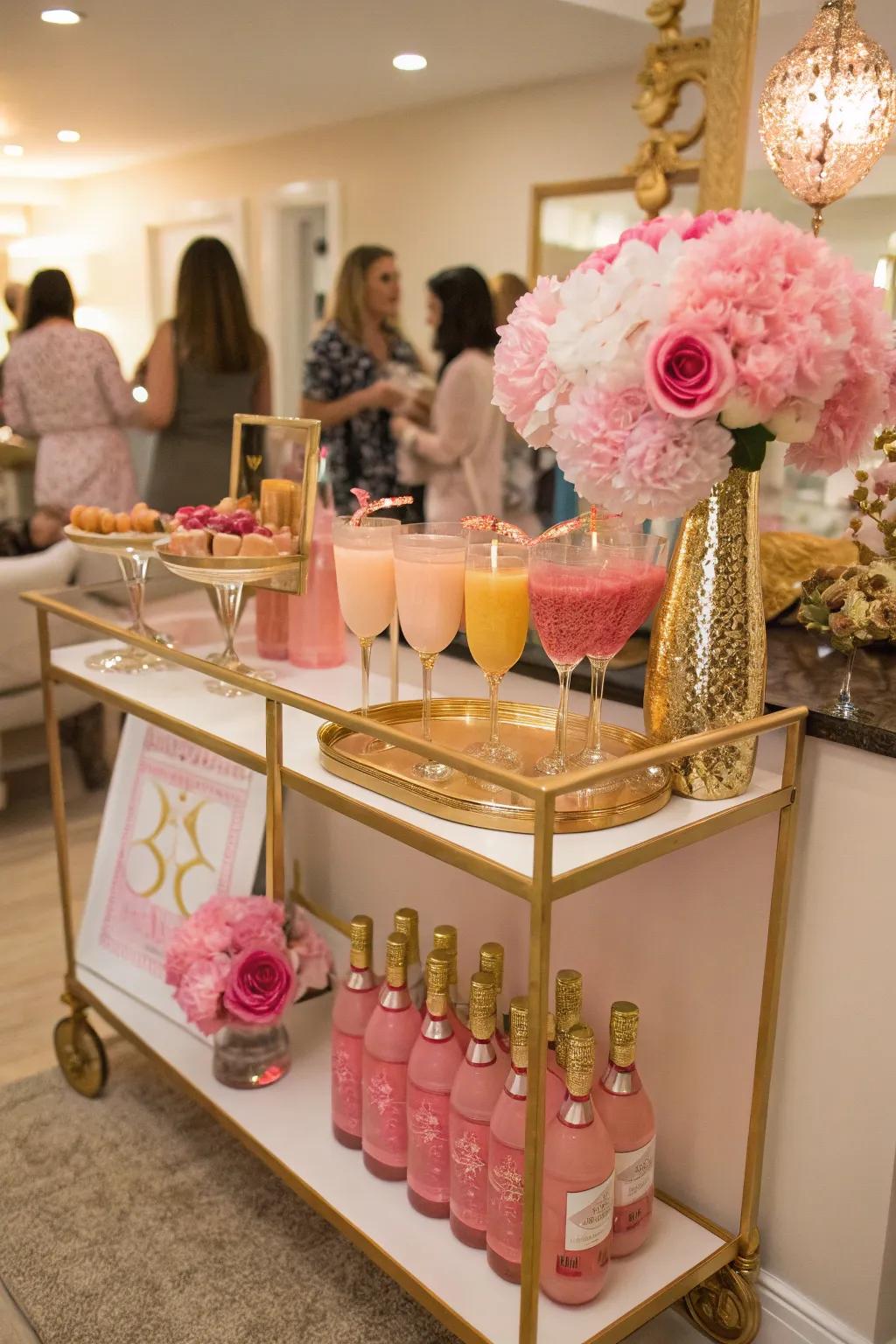A themed drink station keeps guests feeling refreshed.