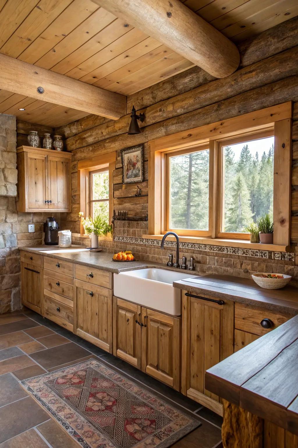 Rustic beauty with wood side trims.