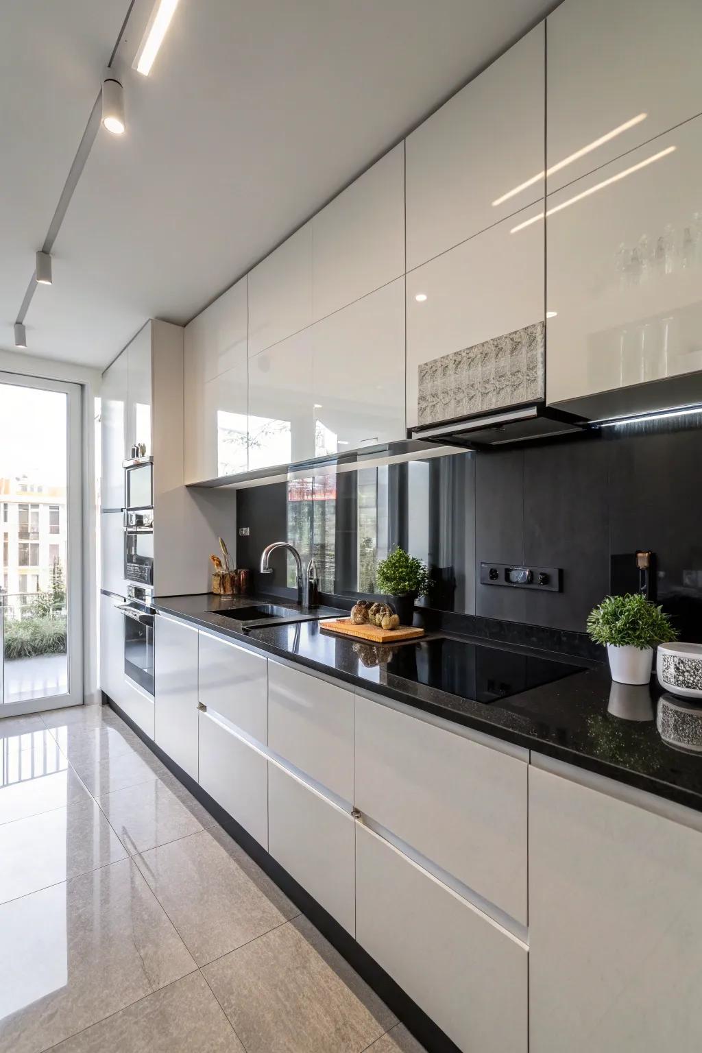 A glass panes provide a simple and minimalist touch to culinary space style.